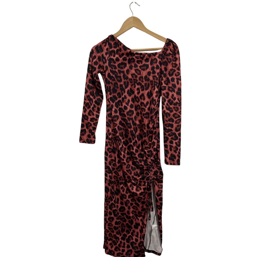 Leopard Print Long Sleeve Dress